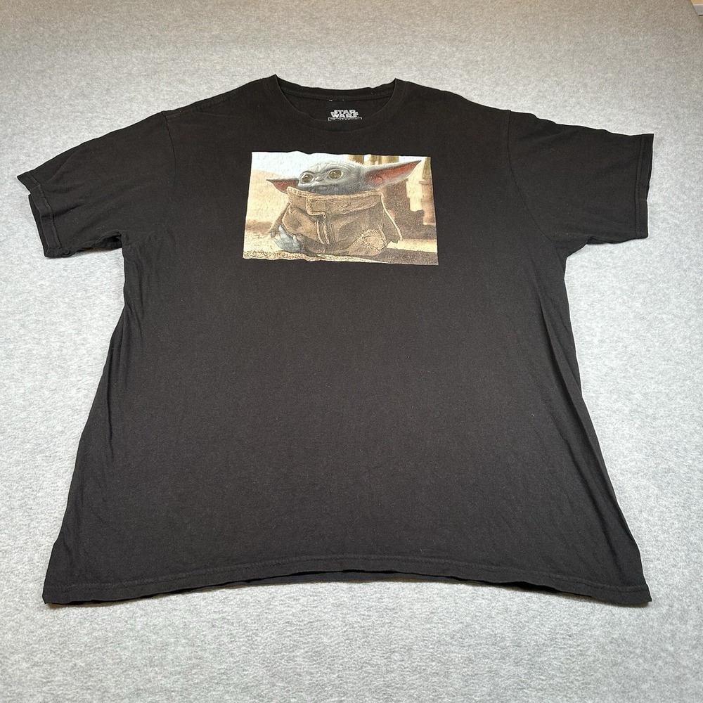 Star Wars Graphic T-Shirt Mens XL Black Mad Engine Baby Yoda Mandalorian TV
